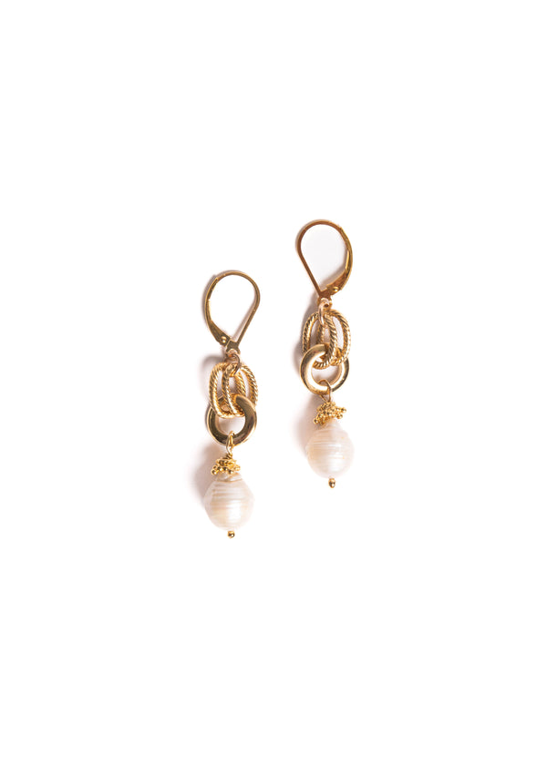 Baroque Pearl with Lily Chain Earrings