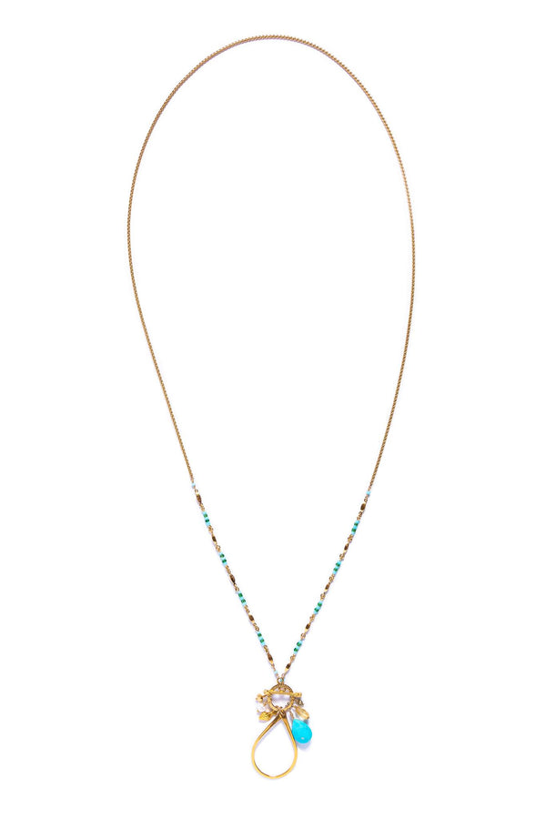 Turquoise with Teardrop Hoop Necklace