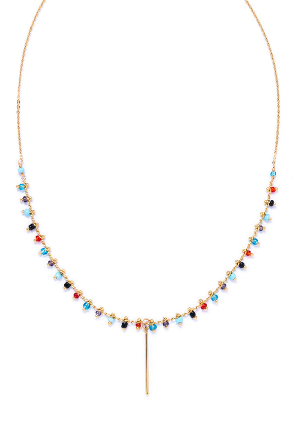 Assorted Beads with Dangling Bar Choker