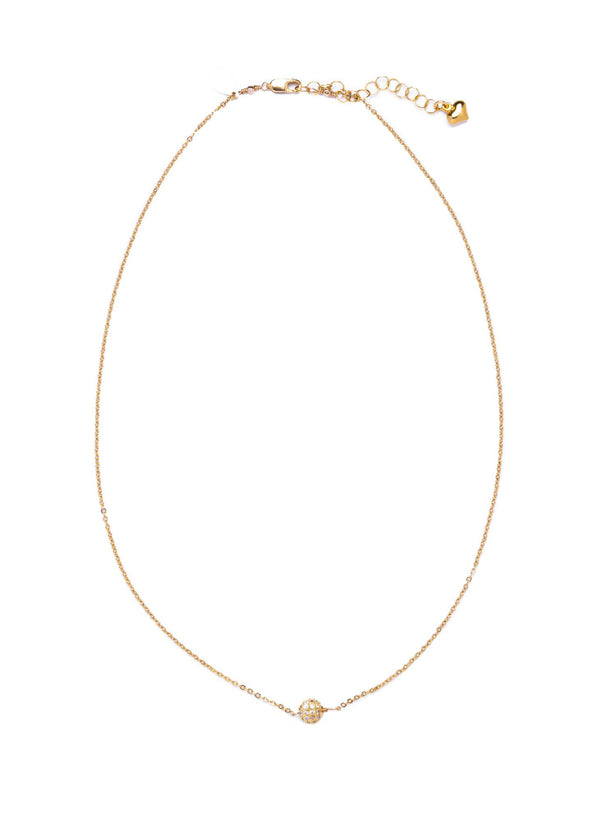 Gold CZ Ball Necklace