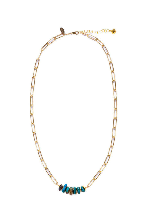 Opal Turquoise,Selene Hammered Necklace