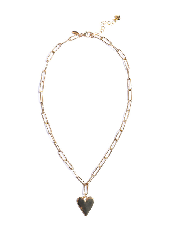 White Heart with Selene Hammered Chain Necklace