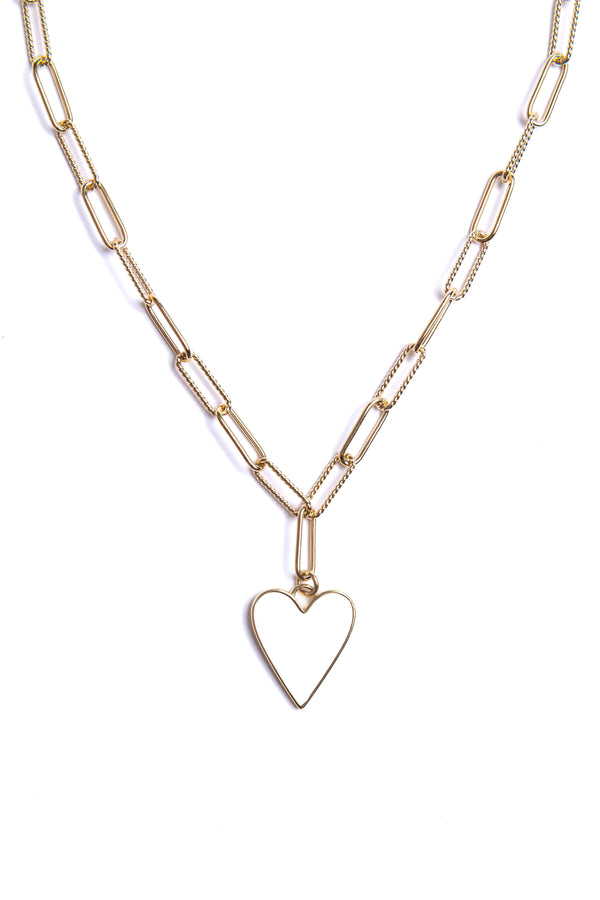 White Heart with Selene Hammered Chain Necklace