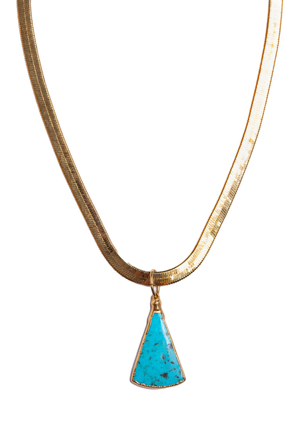 Turquoise on Herringbone Necklace