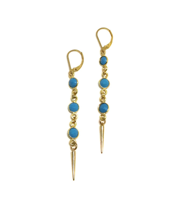 3 Tier Turquoise and Spike Earrings
