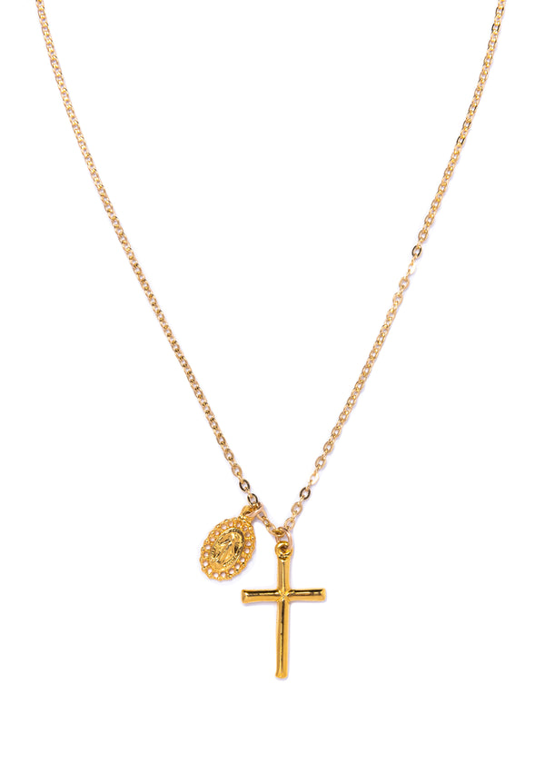 Cross & Miraculous Mary Necklace