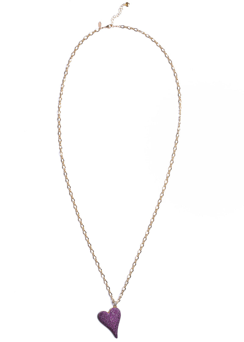 Long CZ Heart Necklace