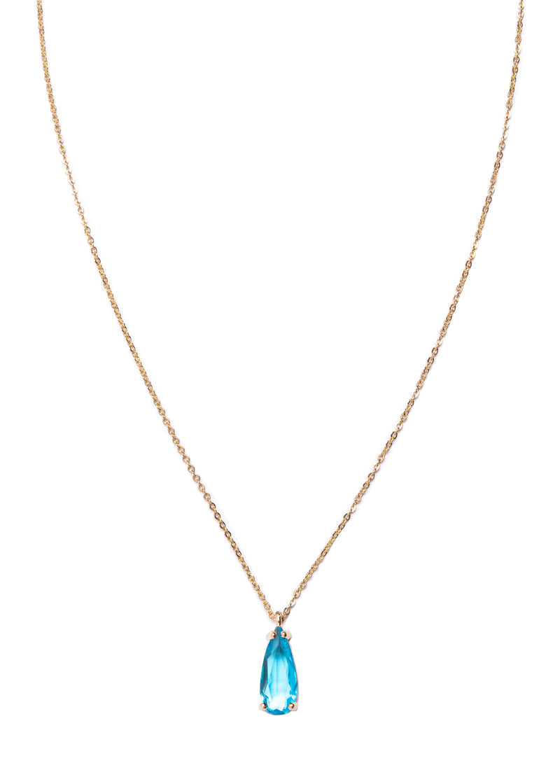 Blue Teardrop CZ Necklace