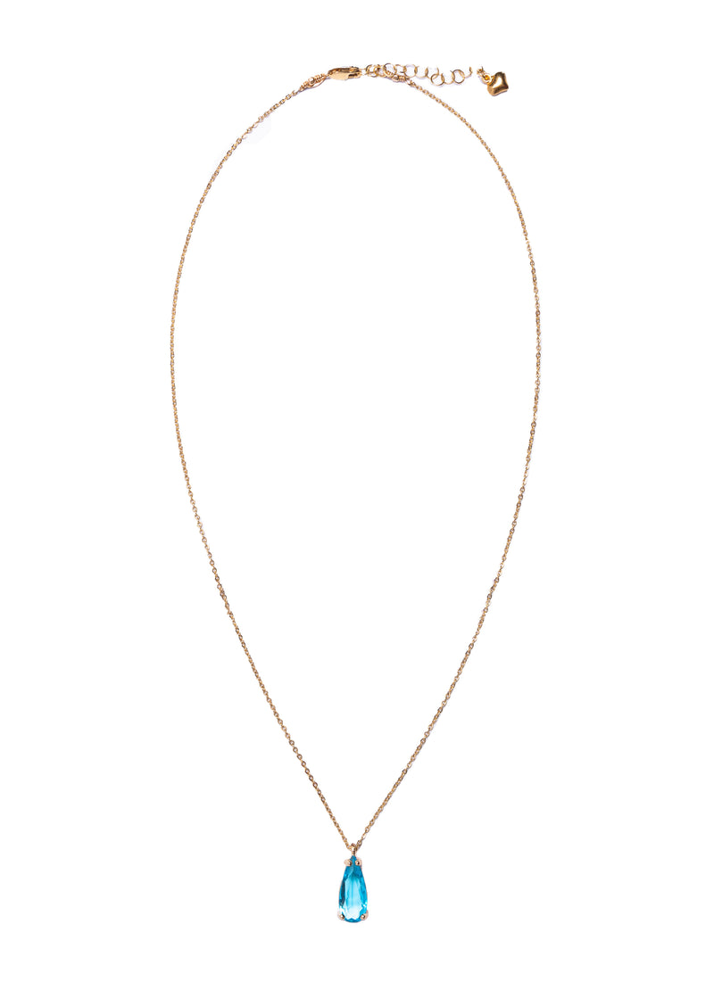 Blue Teardrop CZ Necklace