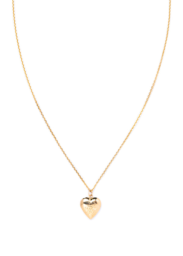Medium Gold Etched Heart Locket Necklace