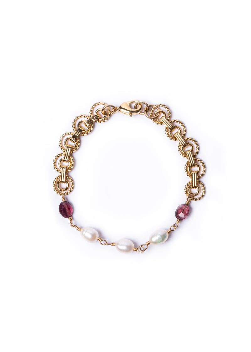 Pink Tourmaline & Pearl Bracelet