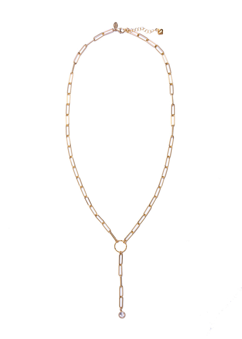 CZ Rosary Style Selene Hammered Necklace